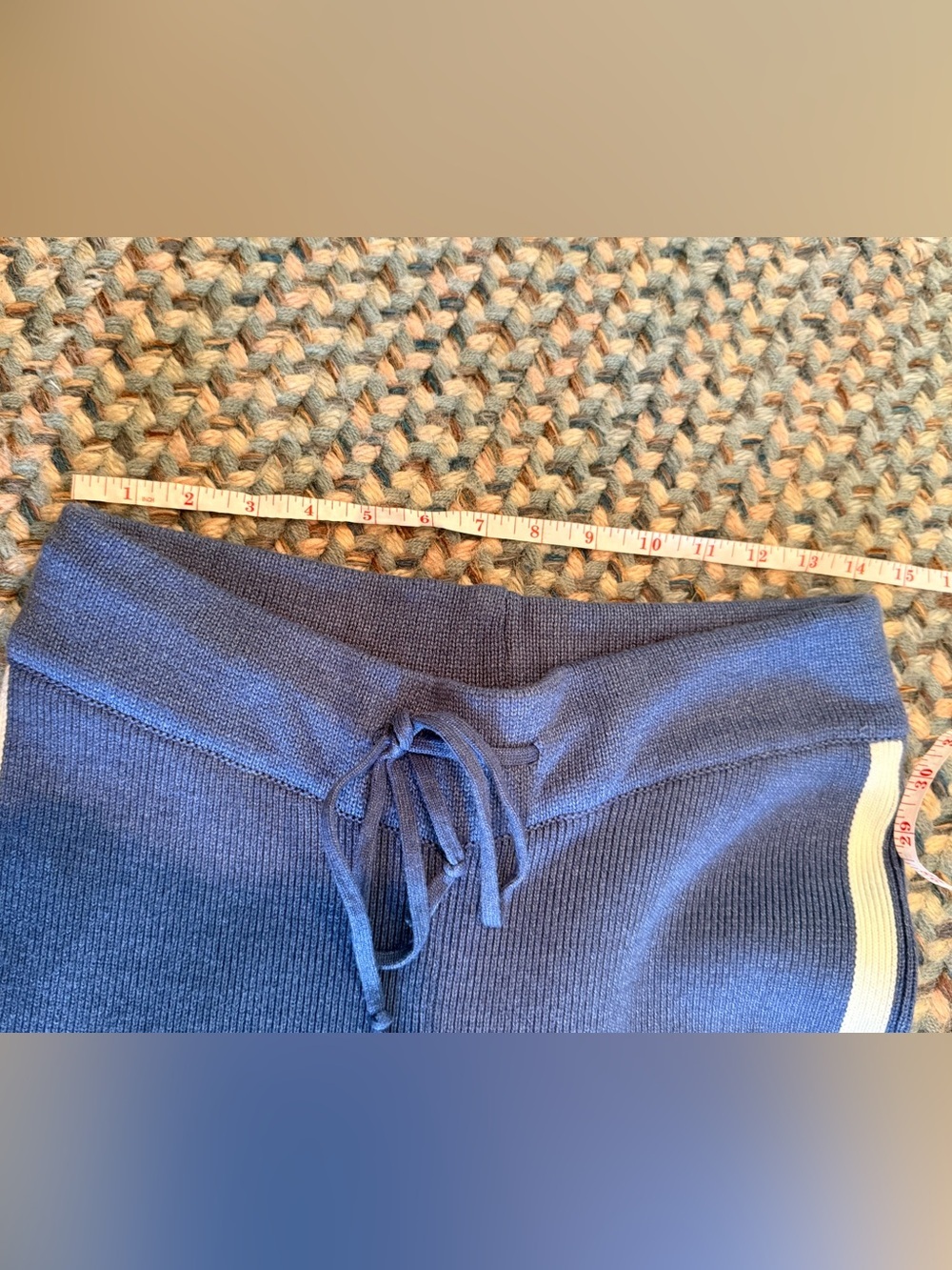 Maeve Wide-Leg Knit Pants with Side Stripes - Blue sz M NEW - Picture 9 of 13